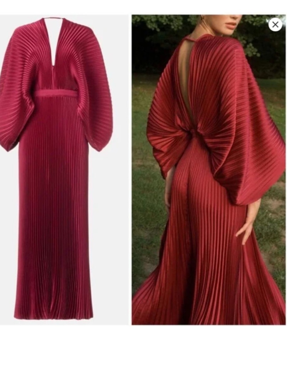 L’idee Versailles Red Pleated Balloon Sleeve Gown Size Lidee S - Picture 1 of 9